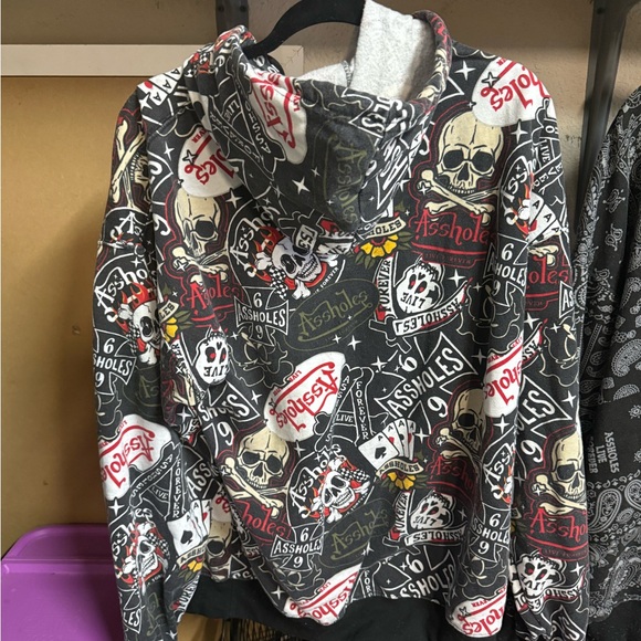 Skull and Text Graphic Hoodie - Picture 1 of 1